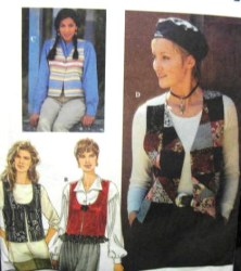 9152  SIMPLICITY VARIETY VESTS, PATCHWORK, FRINGE PATTERN XS-M, L-XL
